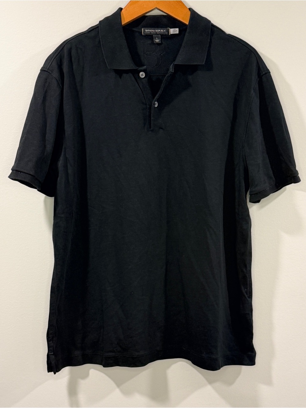 Banana Republic Luxury Touch Performance Mens Black Short-Sleeve Polo Size L
